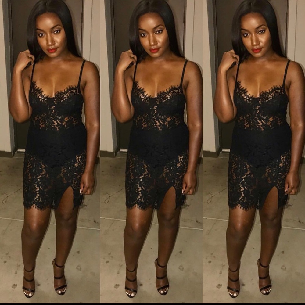 Fashion Nova black lace dress